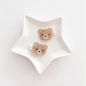 Girl Hair Clip Bear Knitted Pair (GHP9618)